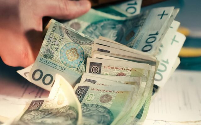 Liczenie banknotów polskich złotych z portfela